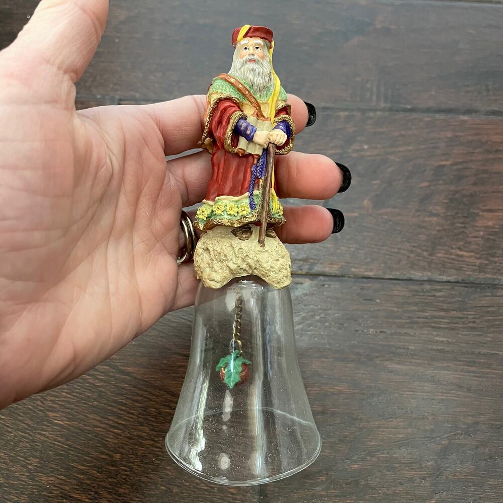 Victorian Santa Bell Renaissance Glass VTG 1992 Christmas Through Ages Novelino